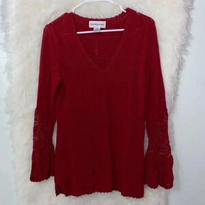 VTG Bloomingdale's Crochet Sweater V-Neck Sz PS